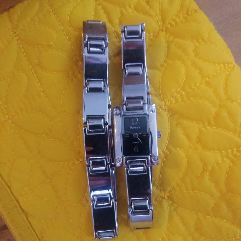 Silver Tone Watch & Bracelet Set